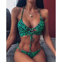 Load image into Gallery viewer, 2025 Women Swimsuits Sexy Hollow Out Swimwear Leopard Bikini Set Womens Two-piece Bandeau Swimsuit Brazilian Bathing Suit