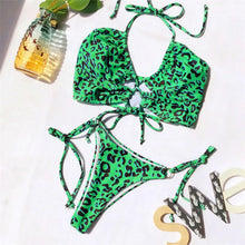 Load image into Gallery viewer, 2025 Women Swimsuits Sexy Hollow Out Swimwear Leopard Bikini Set Womens Two-piece Bandeau Swimsuit Brazilian Bathing Suit