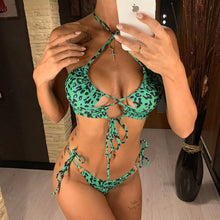 Load image into Gallery viewer, 2025 Women Swimsuits Sexy Hollow Out Swimwear Leopard Bikini Set Womens Two-piece Bandeau Swimsuit Brazilian Bathing Suit