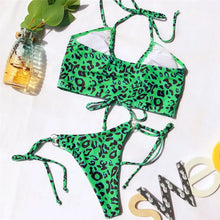 Load image into Gallery viewer, 2025 Women Swimsuits Sexy Hollow Out Swimwear Leopard Bikini Set Womens Two-piece Bandeau Swimsuit Brazilian Bathing Suit