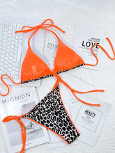 Load image into Gallery viewer, Leopard Micro Thong Bikini with Lace-Up Detail