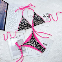 Load image into Gallery viewer, Leopard Micro Thong Bikini with Lace-Up Detail