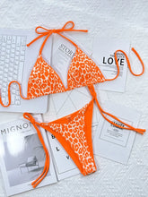 Load image into Gallery viewer, Leopard Micro Thong Bikini with Lace-Up Detail