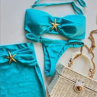 Load image into Gallery viewer, Fishnet Three-Piece Bikini & Dress Set