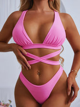 Load image into Gallery viewer, Cross Bandage Push-Up Bikini Set