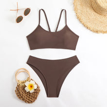 Load image into Gallery viewer, Solid Colour Two-Piece Bikini Set
