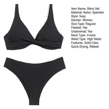 Load image into Gallery viewer, Ribbed V-Neck High-Waist Bikini Set