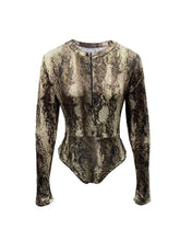 Load image into Gallery viewer, Spring Autumn Leopard Print Sexy Bodysuits Women Casual Zipper V Neck Bodycon Jumpsuits Top Elegant Bodysuit One-pieces Playsuit