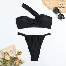 Load image into Gallery viewer, Bikini Set Women Sexy Sleeveless One Shoulder Swimsuit Two-Piece Swimwear 2025 Summer New Fashion Solid Color Bathing Beachwear