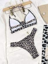 Load image into Gallery viewer, Halter Trikini Leopard Bikini Set