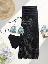Load image into Gallery viewer, Fishnet Three-Piece Bikini & Dress Set