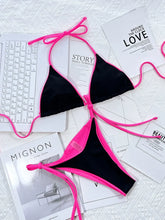 Load image into Gallery viewer, Leopard Micro Thong Bikini with Lace-Up Detail