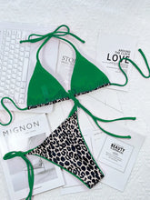 Load image into Gallery viewer, Leopard Micro Thong Bikini with Lace-Up Detail