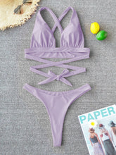 Load image into Gallery viewer, Cross Bandage Push-Up Bikini Set