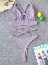 Load image into Gallery viewer, Cross Bandage Push-Up Bikini Set