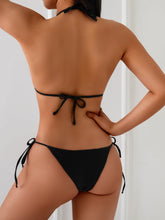 Tải hình ảnh vào trình xem Thư viện,Bộ bikini họa tiết da báo, buộc dây tương phản