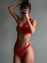 Load image into Gallery viewer, Bikini Set Women Sexy Sleeveless One Shoulder Swimsuit Two-Piece Swimwear 2025 Summer New Fashion Solid Color Bathing Beachwear