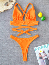 Load image into Gallery viewer, Cross Bandage Push-Up Bikini Set