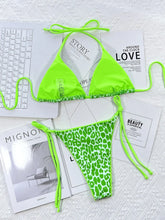 Load image into Gallery viewer, Leopard Micro Thong Bikini with Lace-Up Detail