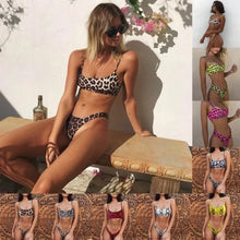 Load image into Gallery viewer, Leopard Print Push-Up Bikini Set