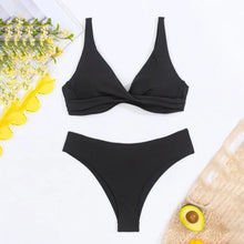 Load image into Gallery viewer, Ribbed V-Neck High-Waist Bikini Set