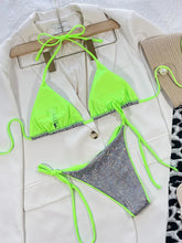 Load image into Gallery viewer, Leopard Micro Thong Bikini with Lace-Up Detail