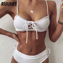 Tải hình ảnh vào trình xem Thư viện,RUUHEE Bikini Nữ Đồ bơi Đẩy lên Hollow Out Bikini Set, Bandage Summer Bikiniini