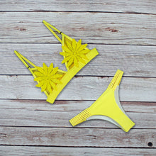 Load image into Gallery viewer, Bikini 2025 White Mesh Embroidered Flower Strappy Brazilian Bikini Thong