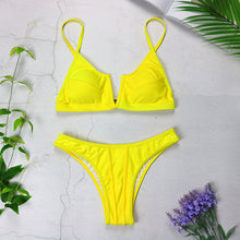 Load image into Gallery viewer, Bandeau Bikinis 2025 New V Neck Bikini Swimsuits Push Up, Brazilian Bikini 3418