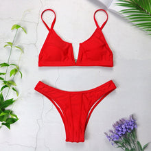 Load image into Gallery viewer, Bandeau Bikinis 2025 New V Neck Bikini Swimsuits Push Up, Brazilian Bikini 3418