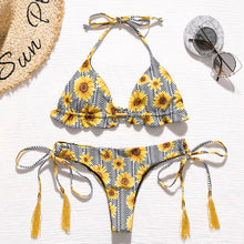 Load image into Gallery viewer, Brazilian bikini thong 2025 Leaves print, Tassel swimwear Push up new biquinis