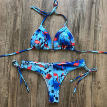Load image into Gallery viewer, Brazilian bikini thong 2025 Leaves print, Tassel swimwear Push up new biquinis