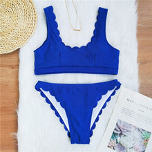 Load image into Gallery viewer, Peachtan Sexy ribbed female Bandeau bikini set 2025 Solid white