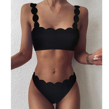 Load image into Gallery viewer, Peachtan Sexy ribbed female Bandeau bikini set 2025 Solid white