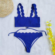 Load image into Gallery viewer, Peachtan Sexy ribbed female Bandeau bikini set 2025 Solid white