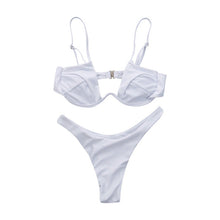 Cargar la imagen en el visor de la galería2025 Bikini de vendaje para flexiones, traje de baño de color sólido, maillot de bain femme de triángulo de cintura baja