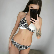 Load image into Gallery viewer, Push Up Bikinis Set Swimwear Women, halter Leaf Print Beach Bikini 2025