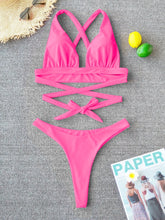 Load image into Gallery viewer, Cross Bandage Push-Up Bikini Set
