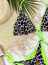 Load image into Gallery viewer, Leopard Micro Thong Bikini with Lace-Up Detail
