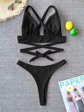 Load image into Gallery viewer, Cross Bandage Push-Up Bikini Set
