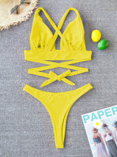 Load image into Gallery viewer, Cross Bandage Push-Up Bikini Set
