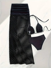 Load image into Gallery viewer, Fishnet Three-Piece Bikini &amp; Dress Set
