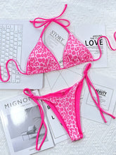 Load image into Gallery viewer, Leopard Micro Thong Bikini with Lace-Up Detail
