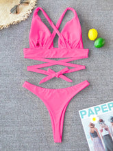 Load image into Gallery viewer, Cross Bandage Push-Up Bikini Set
