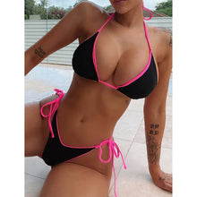 Load image into Gallery viewer, Leopard Micro Thong Bikini with Lace-Up Detail

