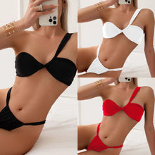 Load image into Gallery viewer, Bikini Set Women Sexy Sleeveless One Shoulder Swimsuit Two-Piece Swimwear 2025 Summer New Fashion Solid Color Bathing Beachwear
