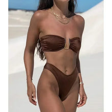 Load image into Gallery viewer, High-Waist Bandeau Push-Up Bikini
