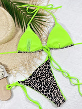 Load image into Gallery viewer, Leopard Micro Thong Bikini with Lace-Up Detail
