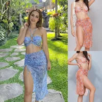 Load image into Gallery viewer, Fishnet Three-Piece Bikini &amp; Dress Set

