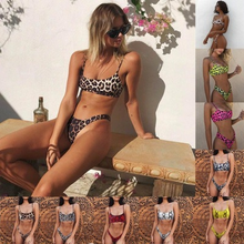 Load image into Gallery viewer, Leopard Print Push-Up Bikini Set
